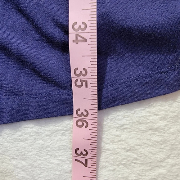 Style & Co Macys Navy Blue Jersey Knit Dress Gold Braid Trim Grecian Size M - Picture 10 of 10